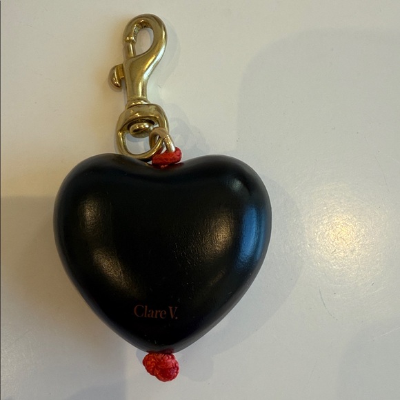 Clare V Black Heart Keychain with Gold Clasp - Picture 6 of 6